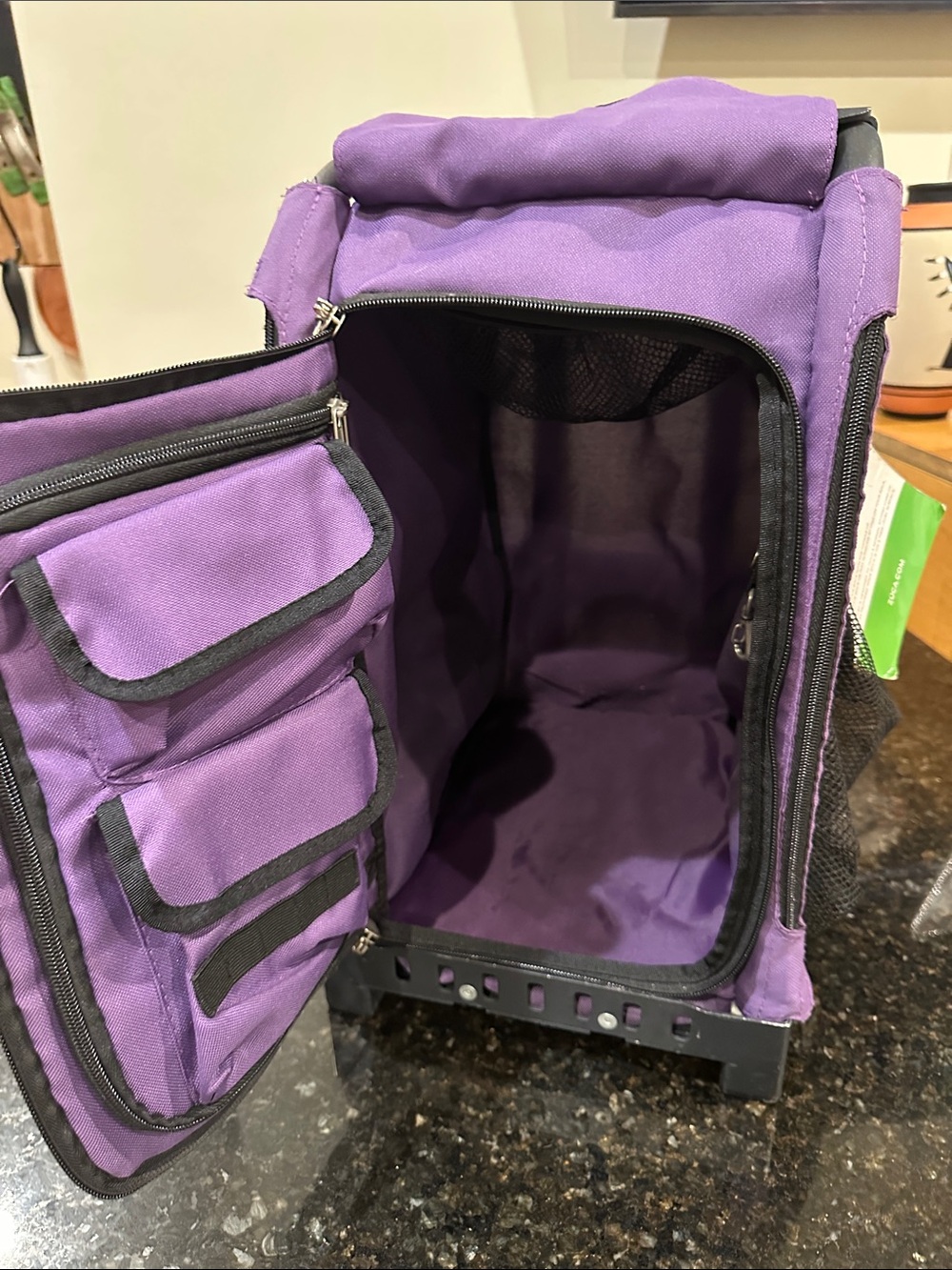 ZÜCA Sport Rolling Bag Purple Mobile Locker Built-in Seat Flashing LED Wheels - Picture 15 of 16
